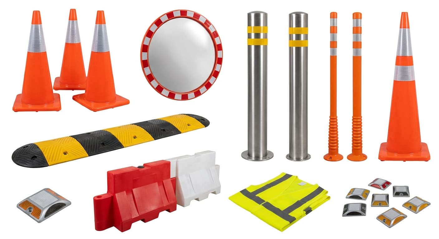 Road Safety Products - Complete range of traffic cones, bollards, delineators, pavement markers, and solar safety products for highway and urban safety.
